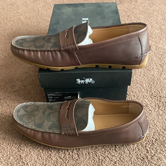 Coach Men's Brown and Green Loafers - Picture 3 of 13